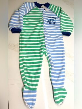 NWT The Children’s Place Mom’s Little Man Fleece Footed Sleeper 12-18M